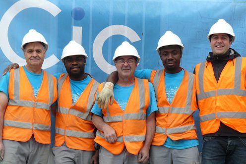 Parte del Equipo humano a pie de obra que compone la plantilla de Cic Obras y Proyectos.