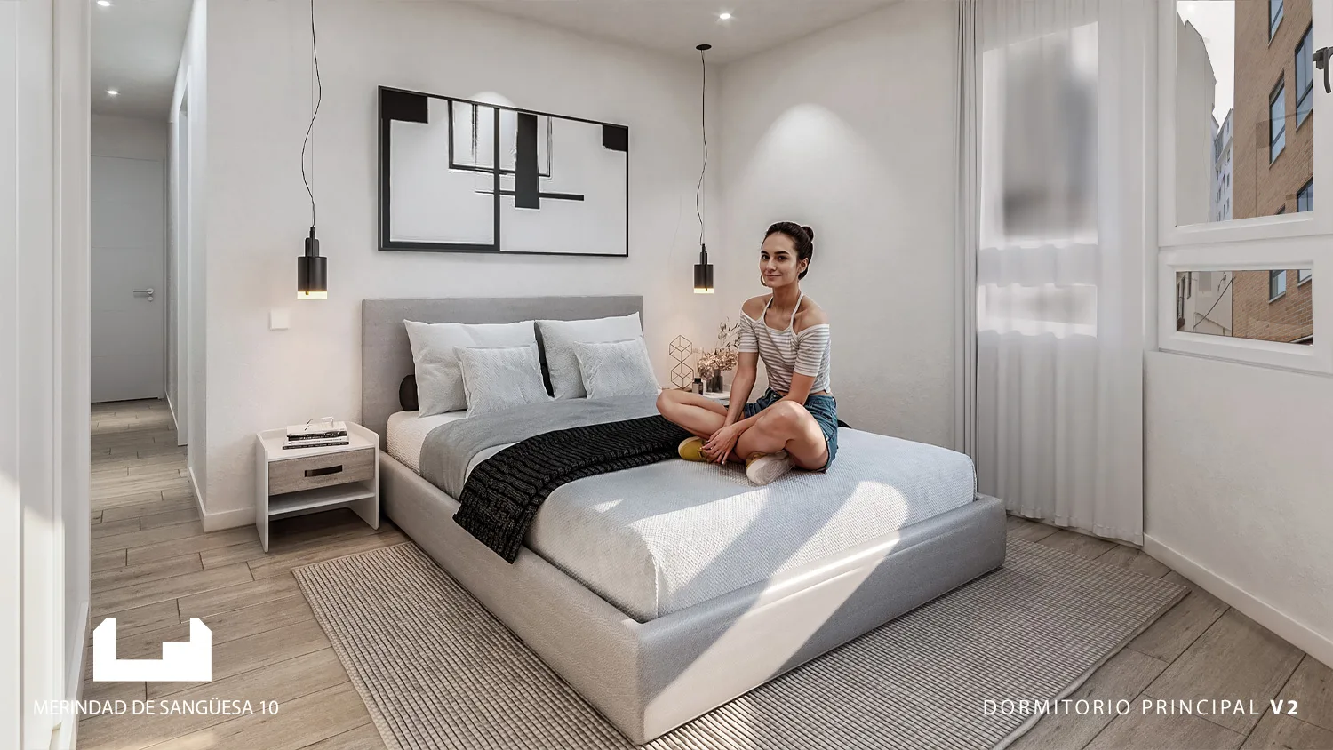 Promoción Merindad de Sangüesa en Burlada. Vivienda 2, Dormitorio principal.