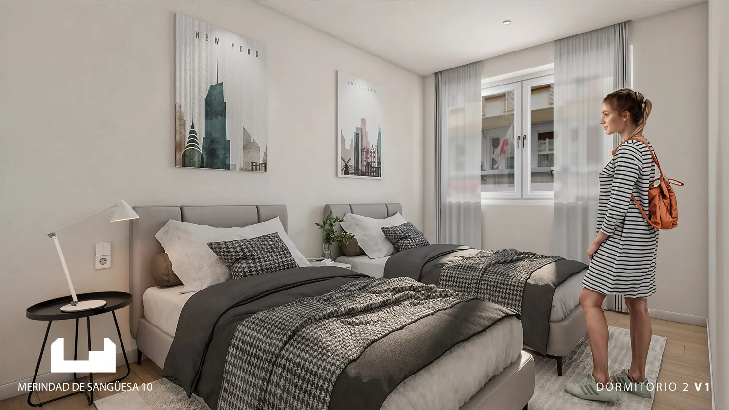 Promoción Merindad de Sangüesa en Burlada. Vivienda 1, Dormitorio 2.